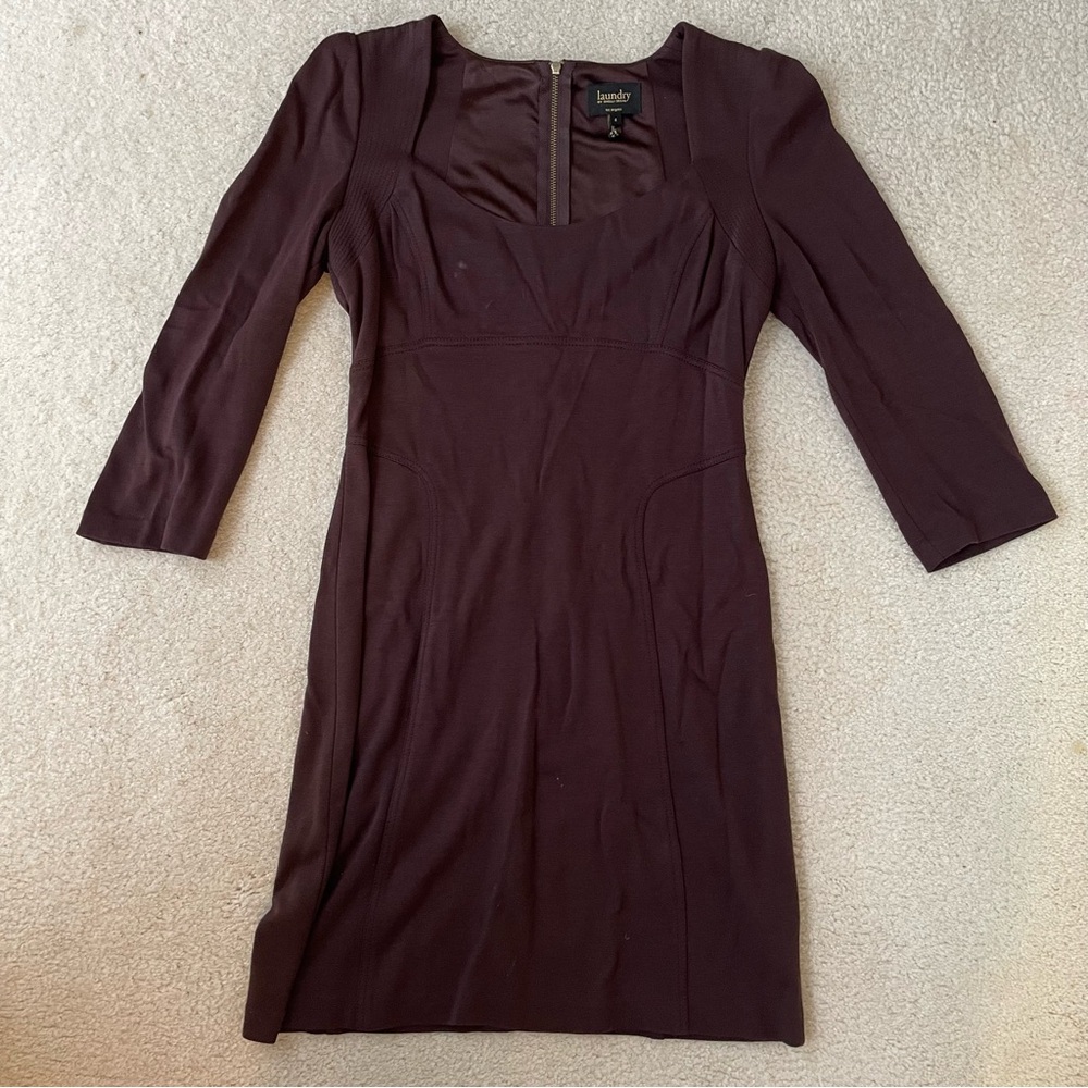 Laundry By Shelli Segal Brown Zippered Dress